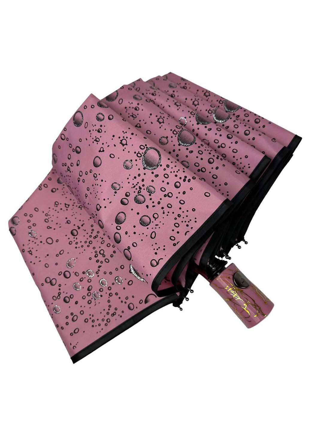 Розовый женский зонт полуавтомат на 9 спиц антиветер Toprain система антиветер (289977419)