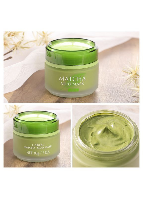 Очищающая маска для лица на основе вулканического пепла с зелёным чаем матча Matcha Mud Mask, 85г Laikou (317169719)