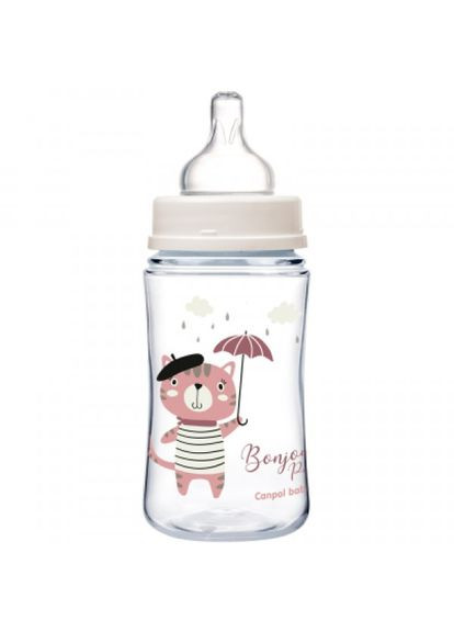 Пляшечка для годування (35/232_pin) Canpol Babies bonjour paris з широким отвором 240 мл рожева (268140603)