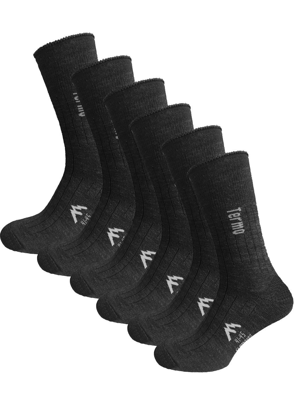 Тёмно-серые носки махровые высокие 6 пар ms 408/6 XTeam надписи (367582486)