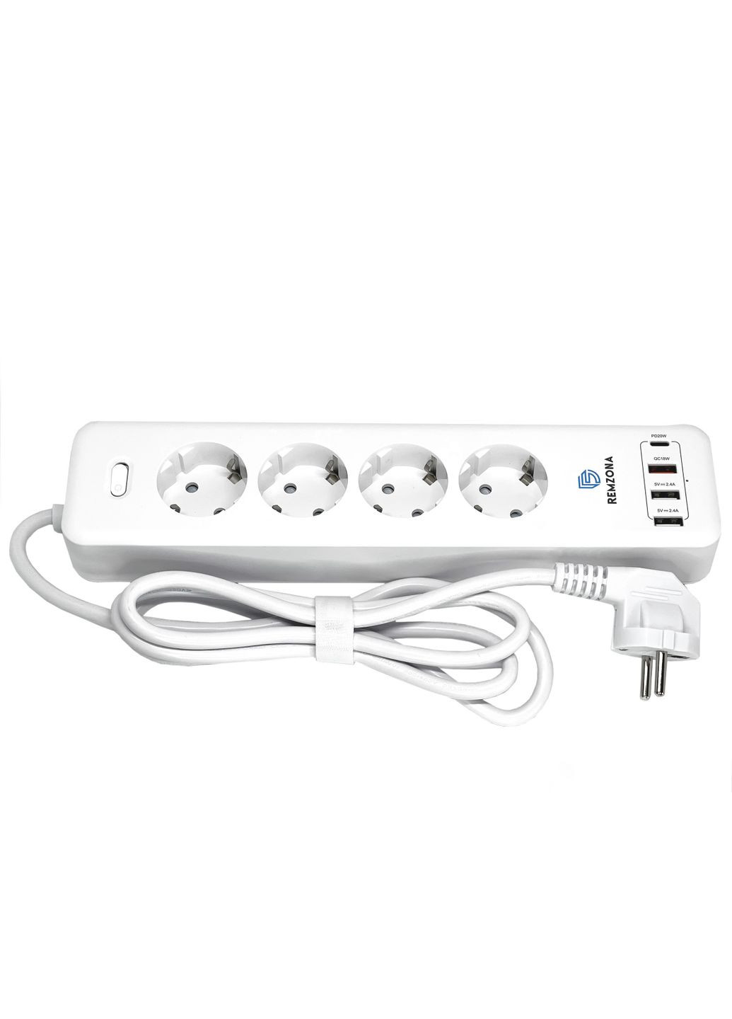 Мережевий фільтр-подовжувач Power Strip 4 16A 4000W 1.8м CH4AAAC-01WT Remzona (334293773)