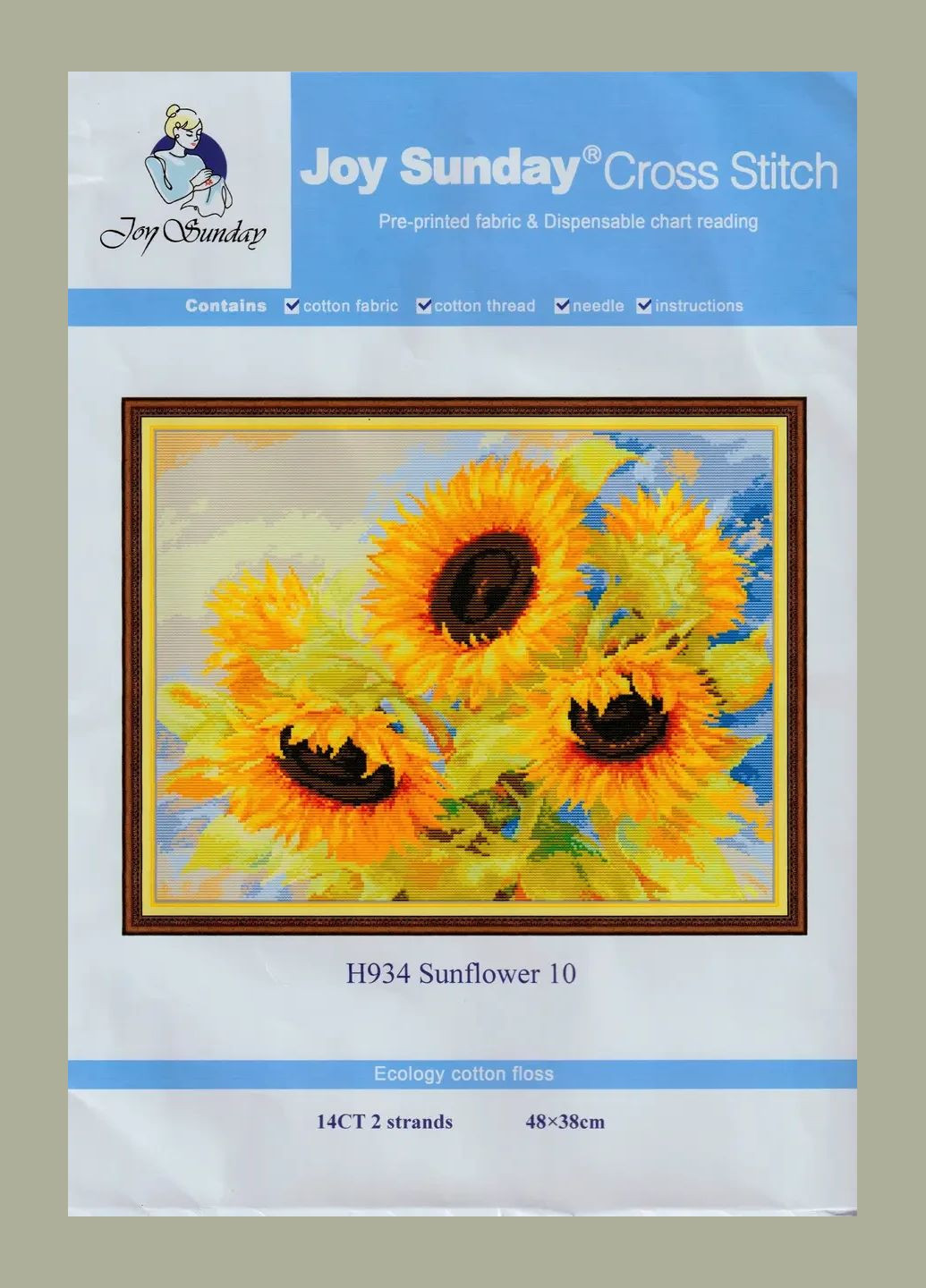 Набір для вишивання за нанесеною на канву схемою "Sunflower 10". AIDA 14CT printed 48*38 см Joy Sunday (313614586)