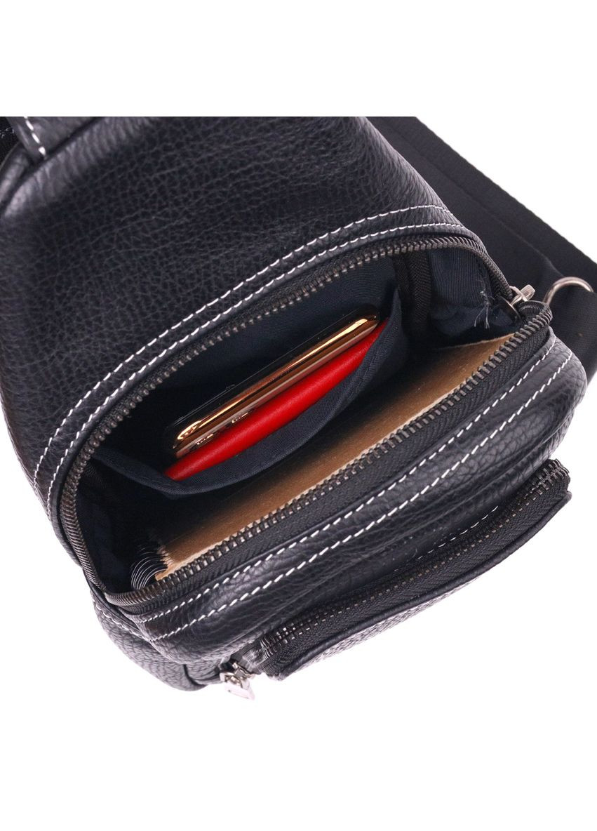 Чоловіча сумка через плече з натуральної шкіри 21284 Чорна Vintage (331906549)