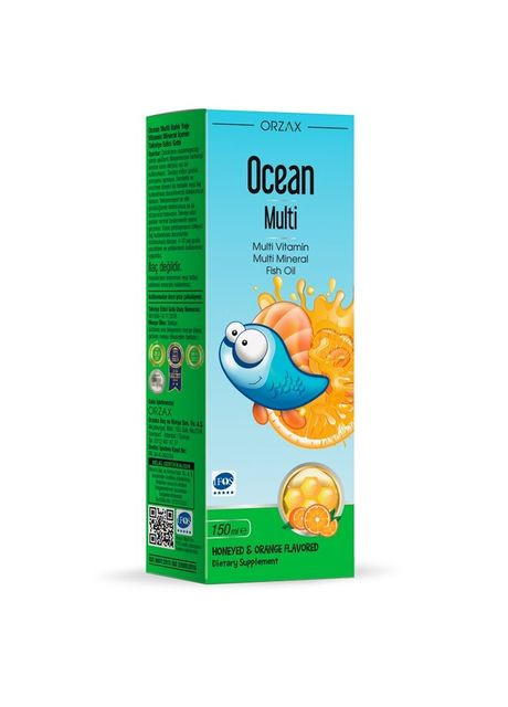 Рідкі вітаміни та мінерали для дітей Ocean Multi Syrup з риб'ячим жиром - Мед-апельсин Orzax (322294920)