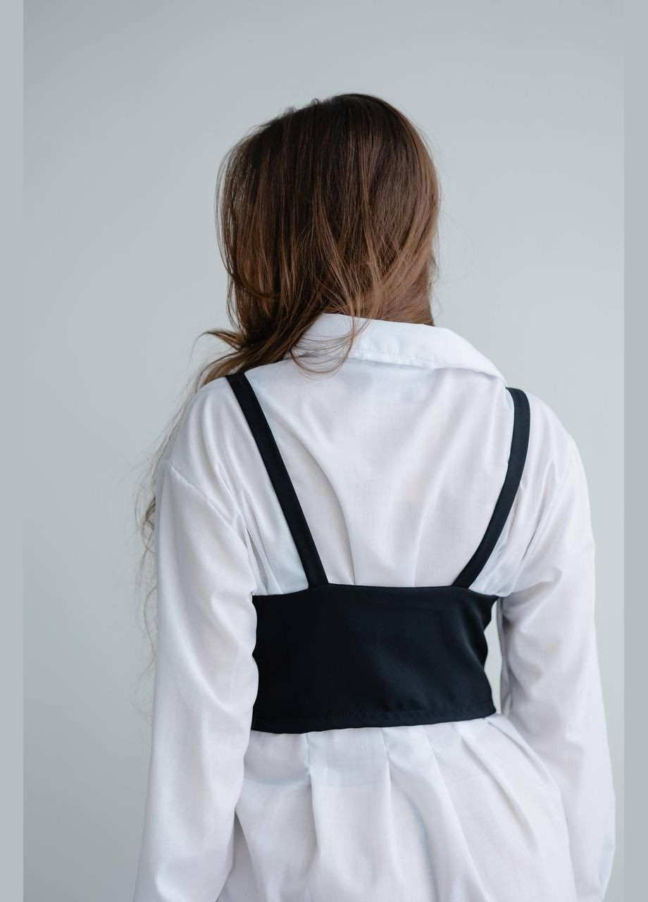 Черно-белый демисезонный комплект женская двойка рубашка и жилетка Adelante