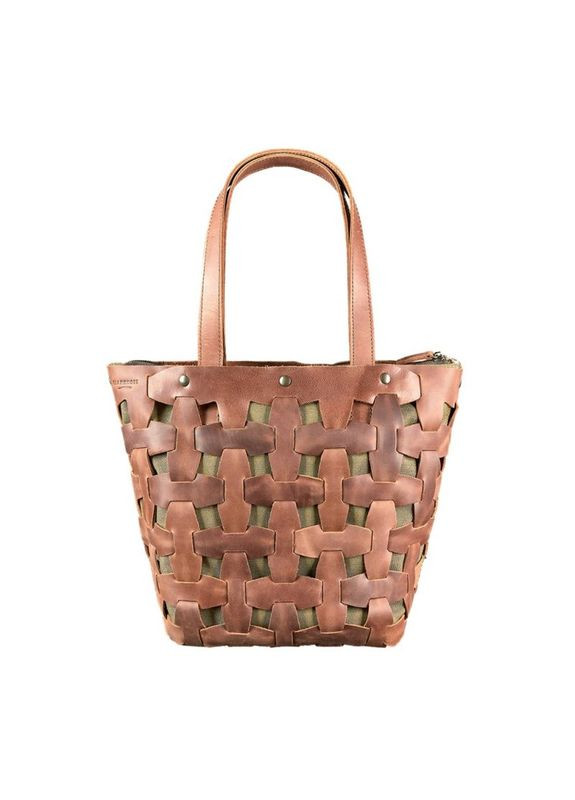 Шкіряна сумка жіноча через плече шоппер Пазл L світло-коричнева Crazy horse BlankNote (302008769)