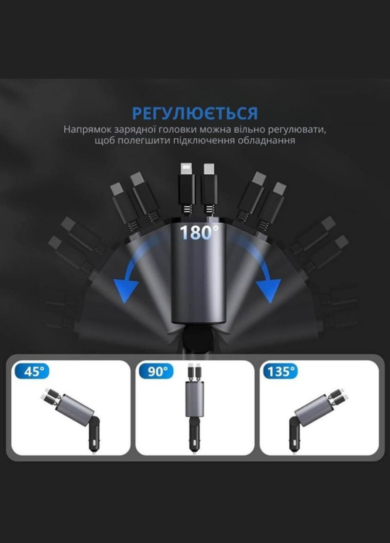 Автомобильное зарядное устройство в прикуриватель с быстрой зарядкой 4в1 Type-C 14x6.5x3.5 см (2104618591) No Brand (336213557)