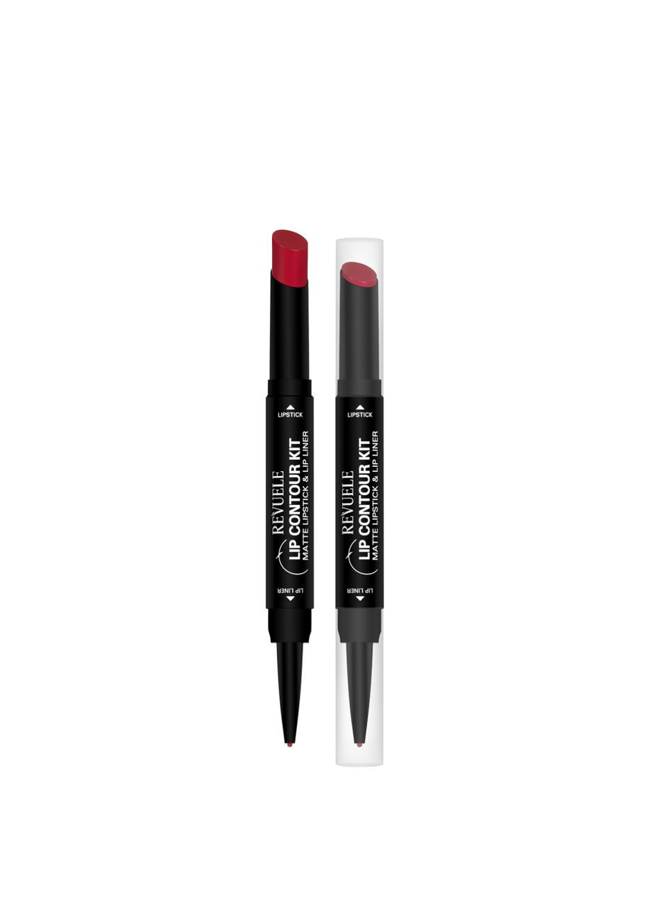 Помада матова з олівцем для губ 2 в 1 Revuelle Lip Contour Kit тон 01 Червоний, 1,8+0,2 г REVUELE (355312825)
