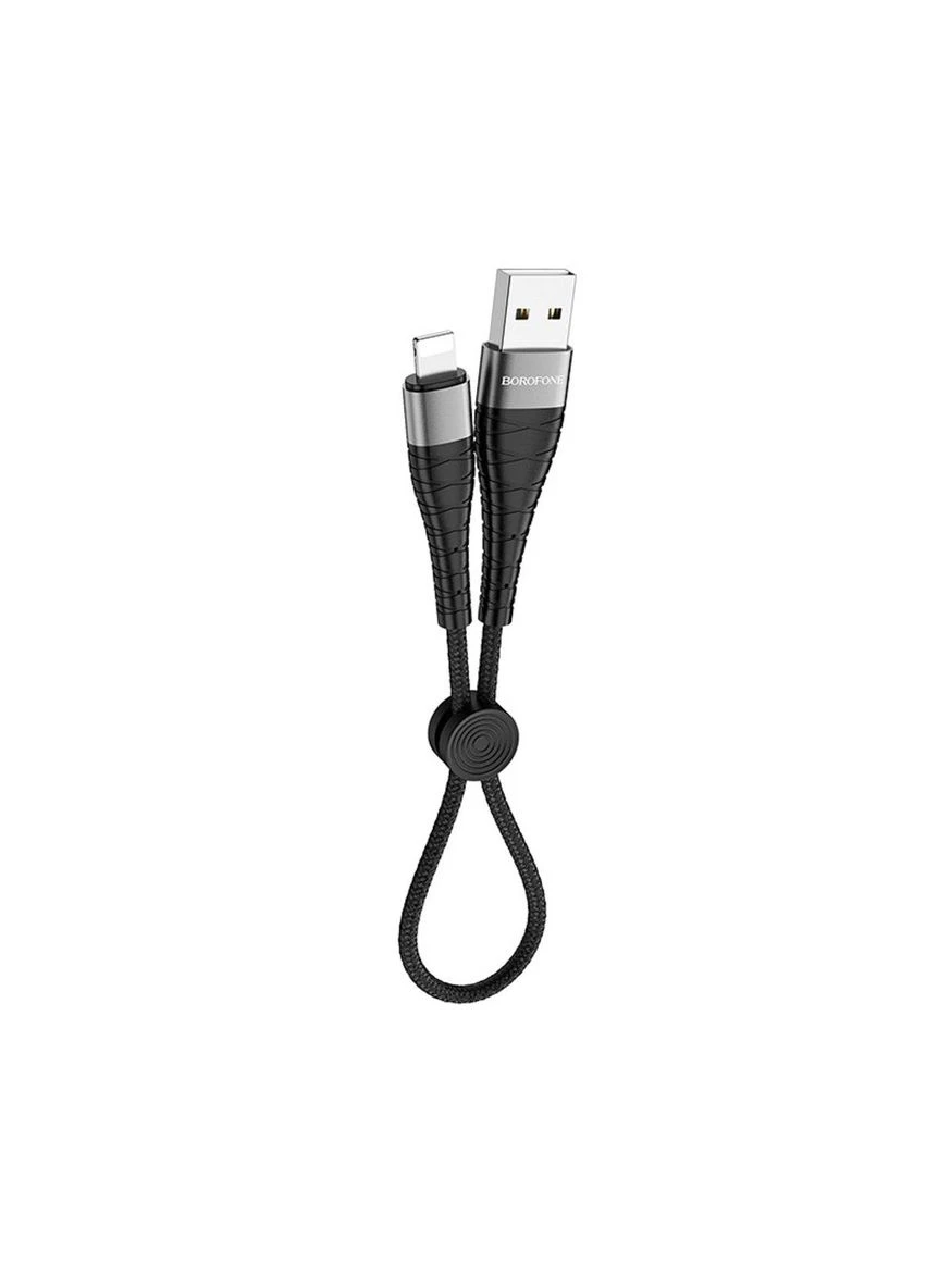 Кабель BX32 USB to iP 2.4A, 0.25m, nylon, алюминий+TPE connectors, Black Borofone (301089917)