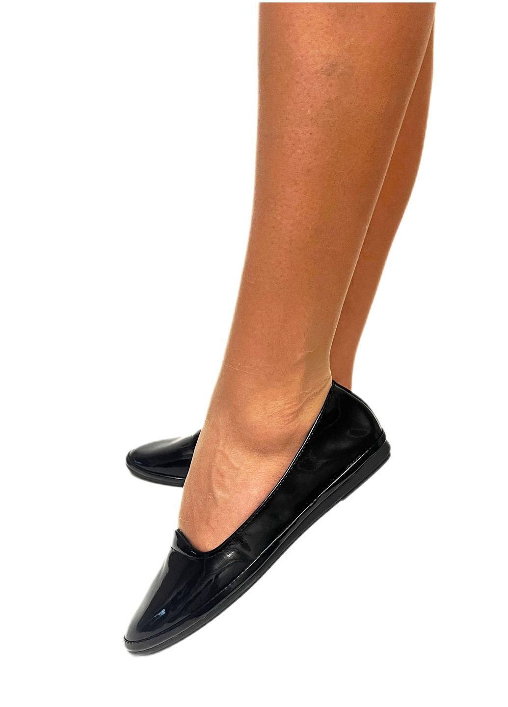 Жіночі жіночі балетки | чорні однотонні лаковані штучна шкіра (350894773)