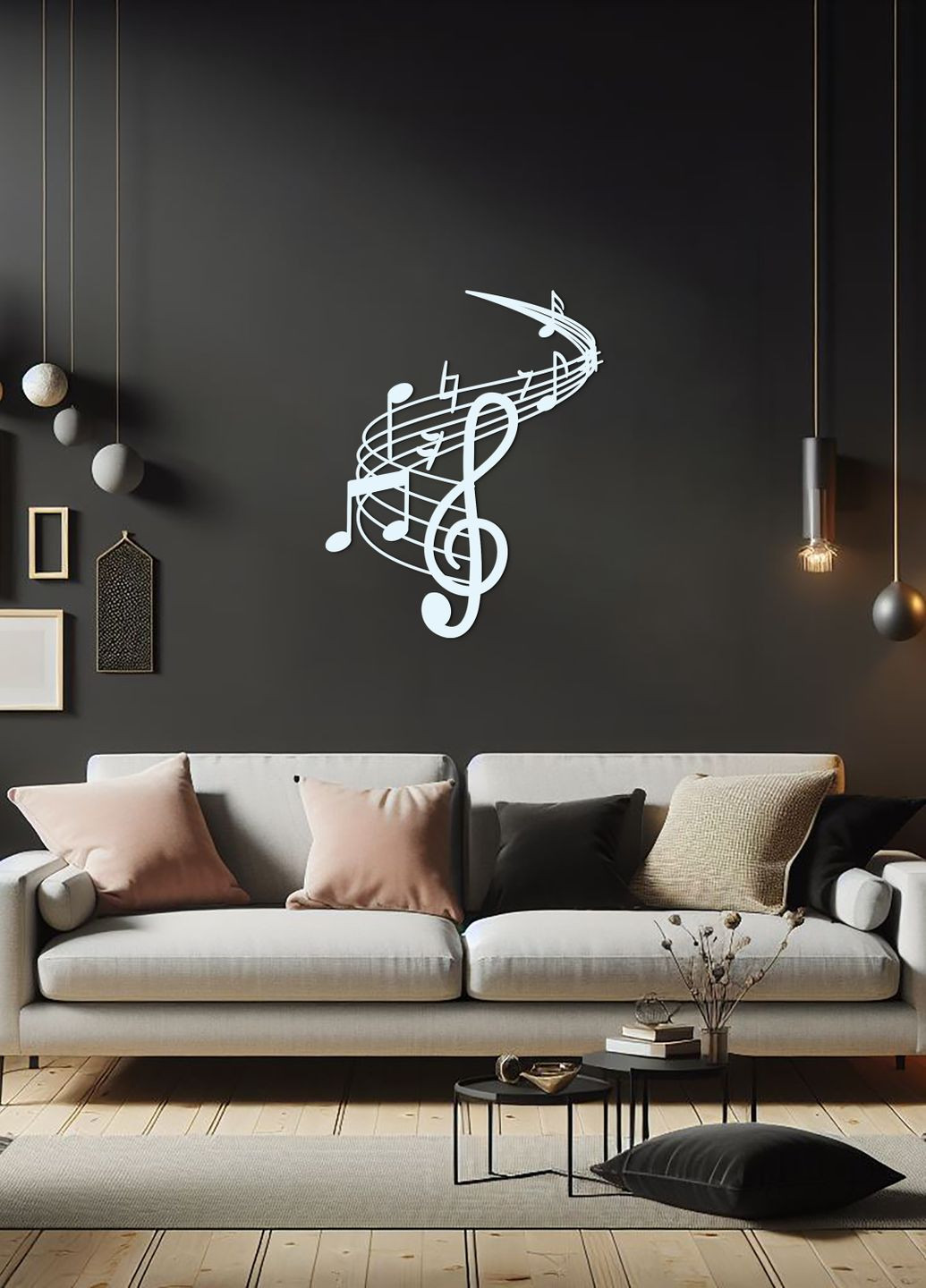 Деревянный декор для комнаты, декоративное панно на стену "Музыка", стиль минимализм 30х38 см Woodyard (292113223)