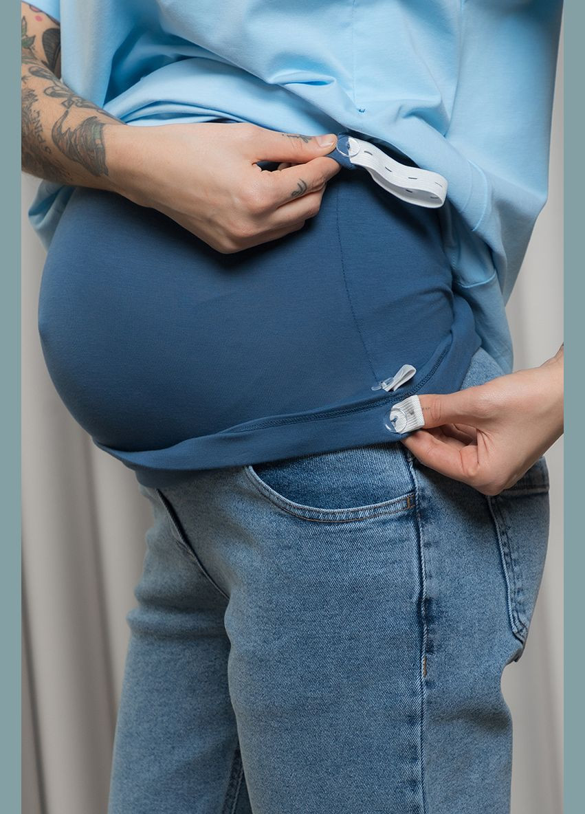 Джинси для вагітних Mom slim сині з подвійною підтримкою животика Юла мама - (290110317)