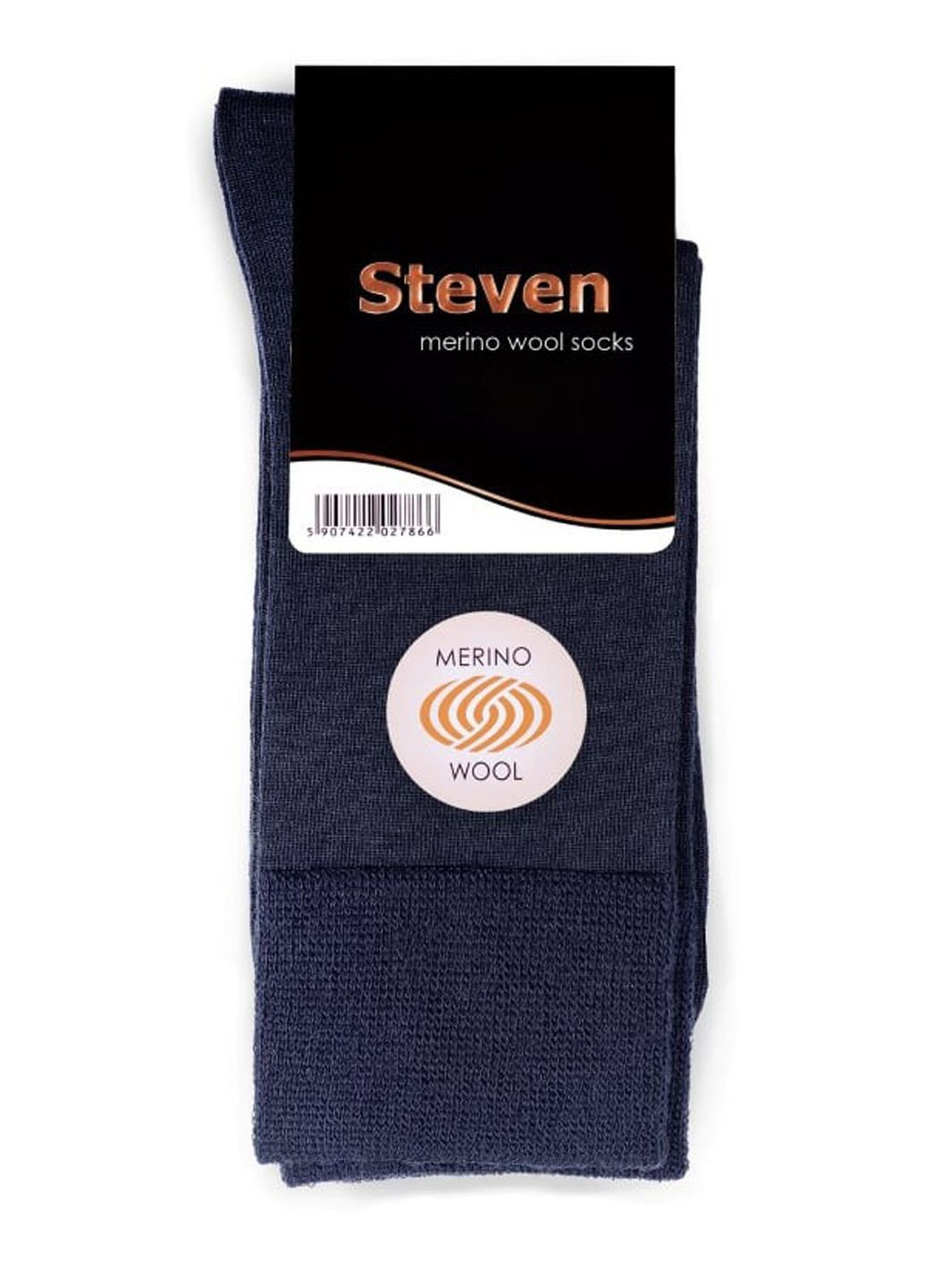 Тёмно-синие носки мужские из шерсти мериноса 130 merino wool Steven (349500134)