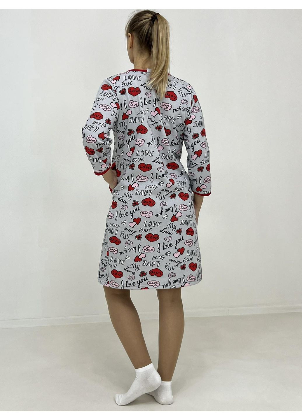 Халат женский байка на молнии Love Pars 60-62 Серый (80024090-5) Triko (313031945)