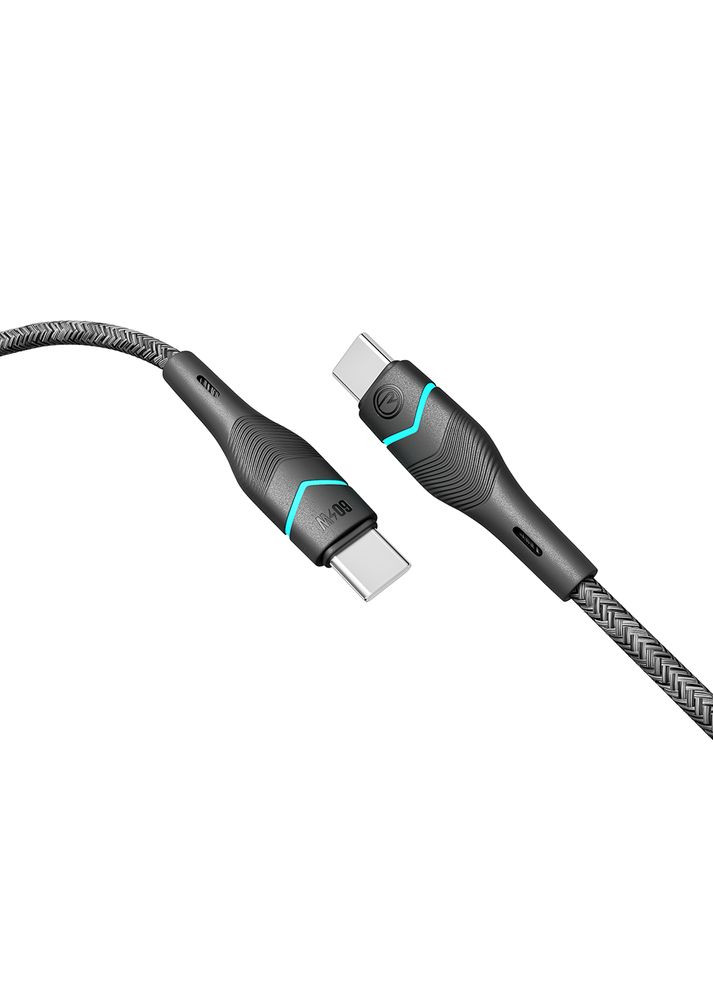 Кабель USB RC-RL15 RGB Light Type-C to Type-C 60W 1.2m Чорний No Brand (317631472)