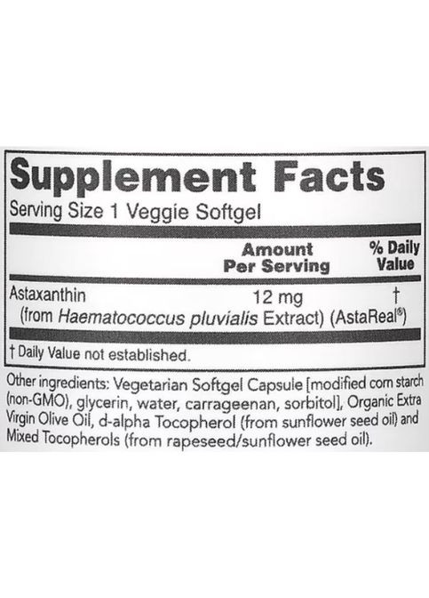 Astaxanthin, Extra Strength 12 mg 60 Veg Softgels Protocol for Life Balance (358075324)
