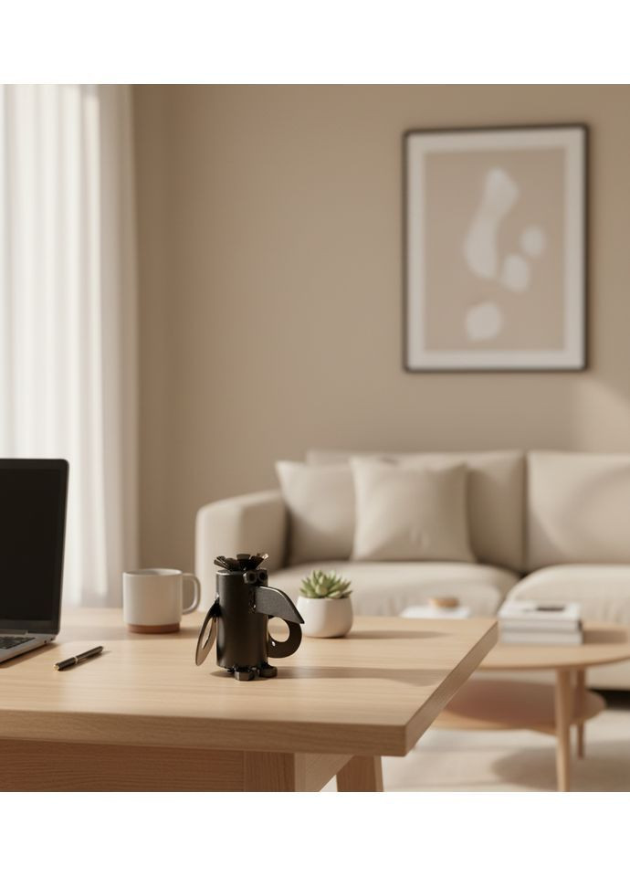 Чорний металевий тукан, мініатюрна сталева скульптура, птах для декору Komfolino (369619947)