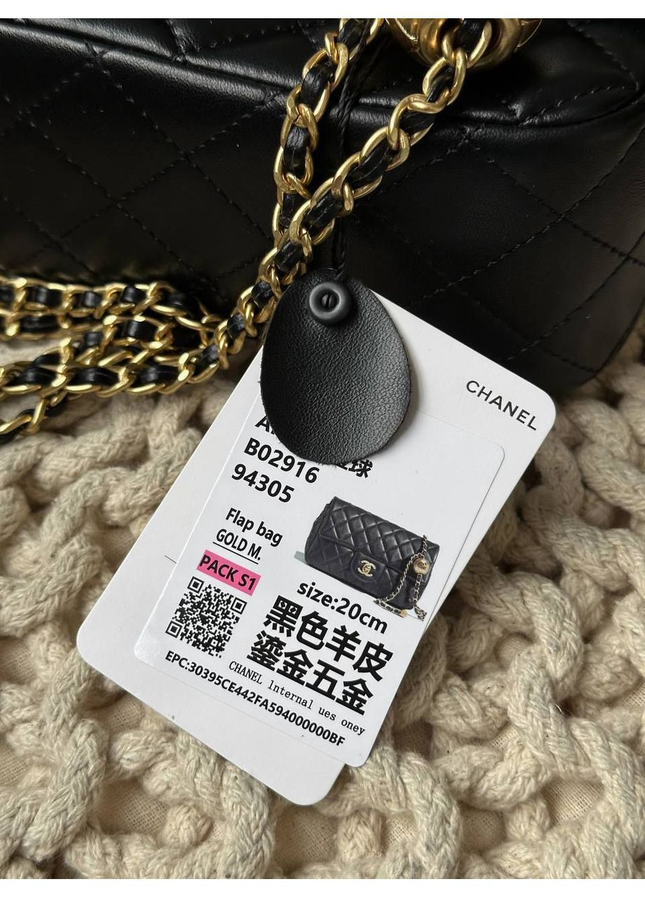 Шкіряна жіноча сумка Chanel Classic 1.55 Small Single Flap Black/Gold класична Шанель чорна на плече No Brand (367610513)