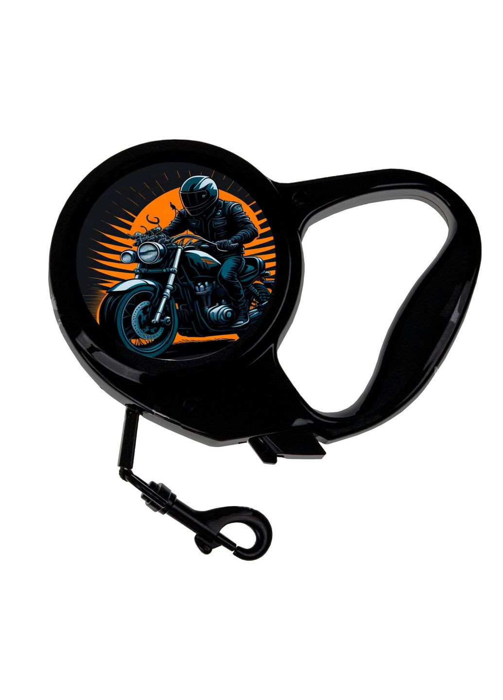 Поводок-рулетка для животных с принтом мотоциклист 3 м черный No Brand (309160904)