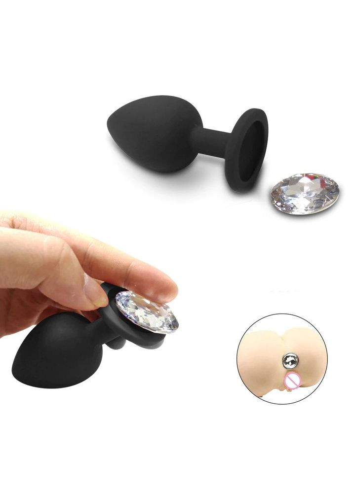 Анальна пробка силікон з кристалом середніх розмірів China (317747799)