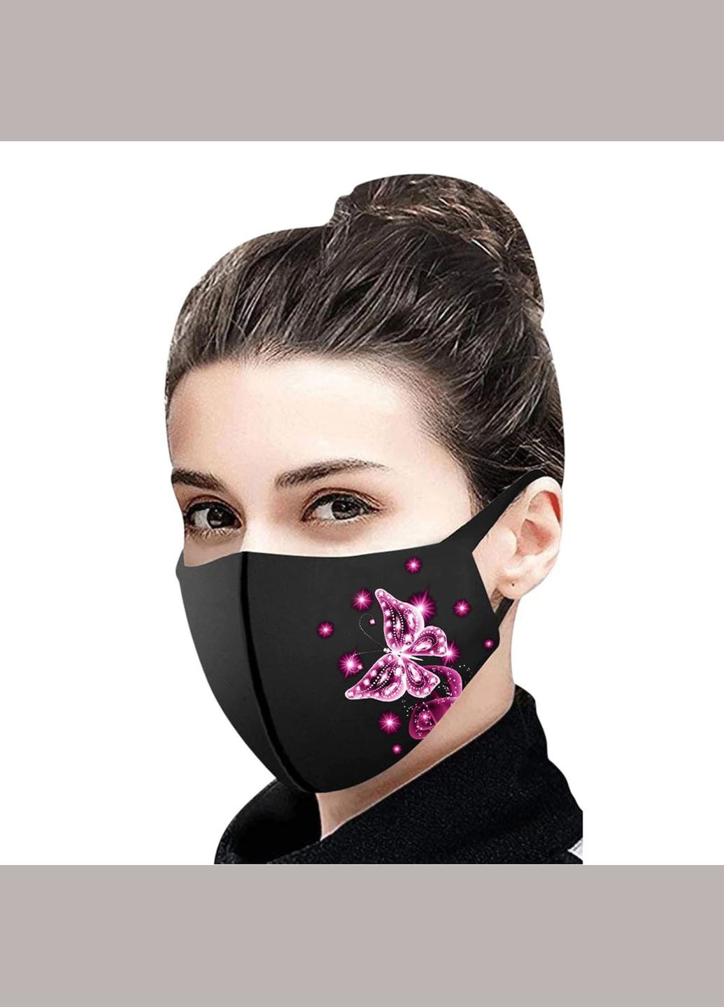 Тканевая маска для лица с красивым принтом, моющиеся, многоразовая маска, легко дышать в ней No Brand (285272304)