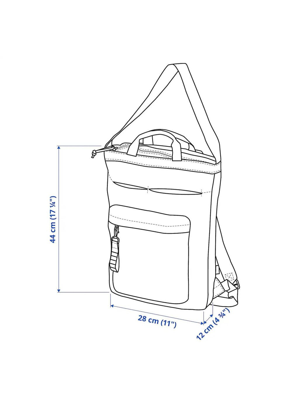 Сумка/рюкзак ІКЕА VARLDENS 28x12x44 см/16 л (90487916) IKEA (278407532)
