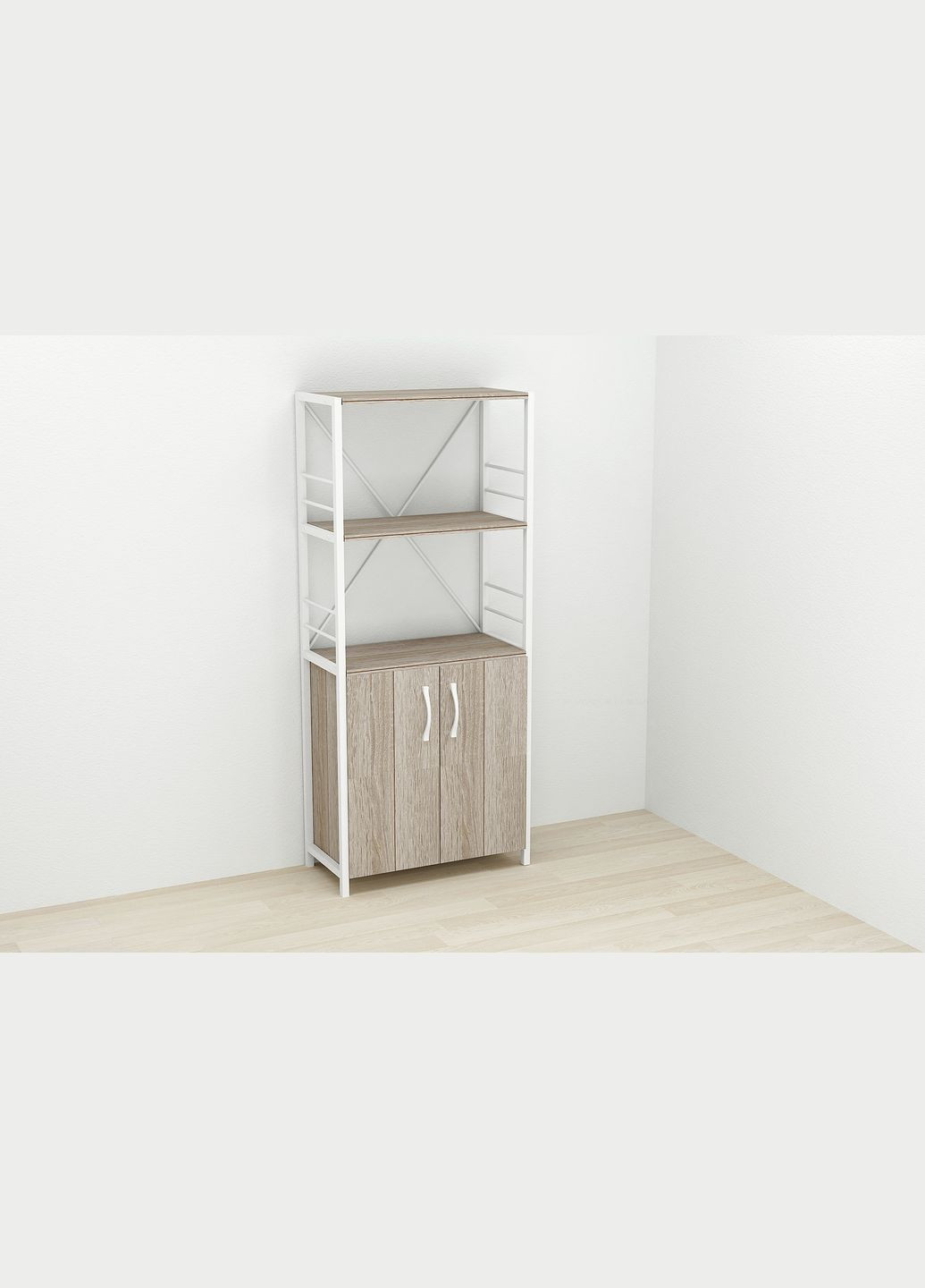 Етажерка 3/60 Серії Конект із тумбою 144x60x28 Білий ДСП Сонома Трюфель (FRD-104453) Ferrum-decor (353499761)