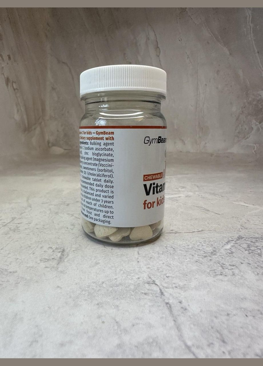 Вітамін-С Жувальний Вітамін С для дітей зі смаком полуниці, GymBeam, 120 таб No Brand (323168894)