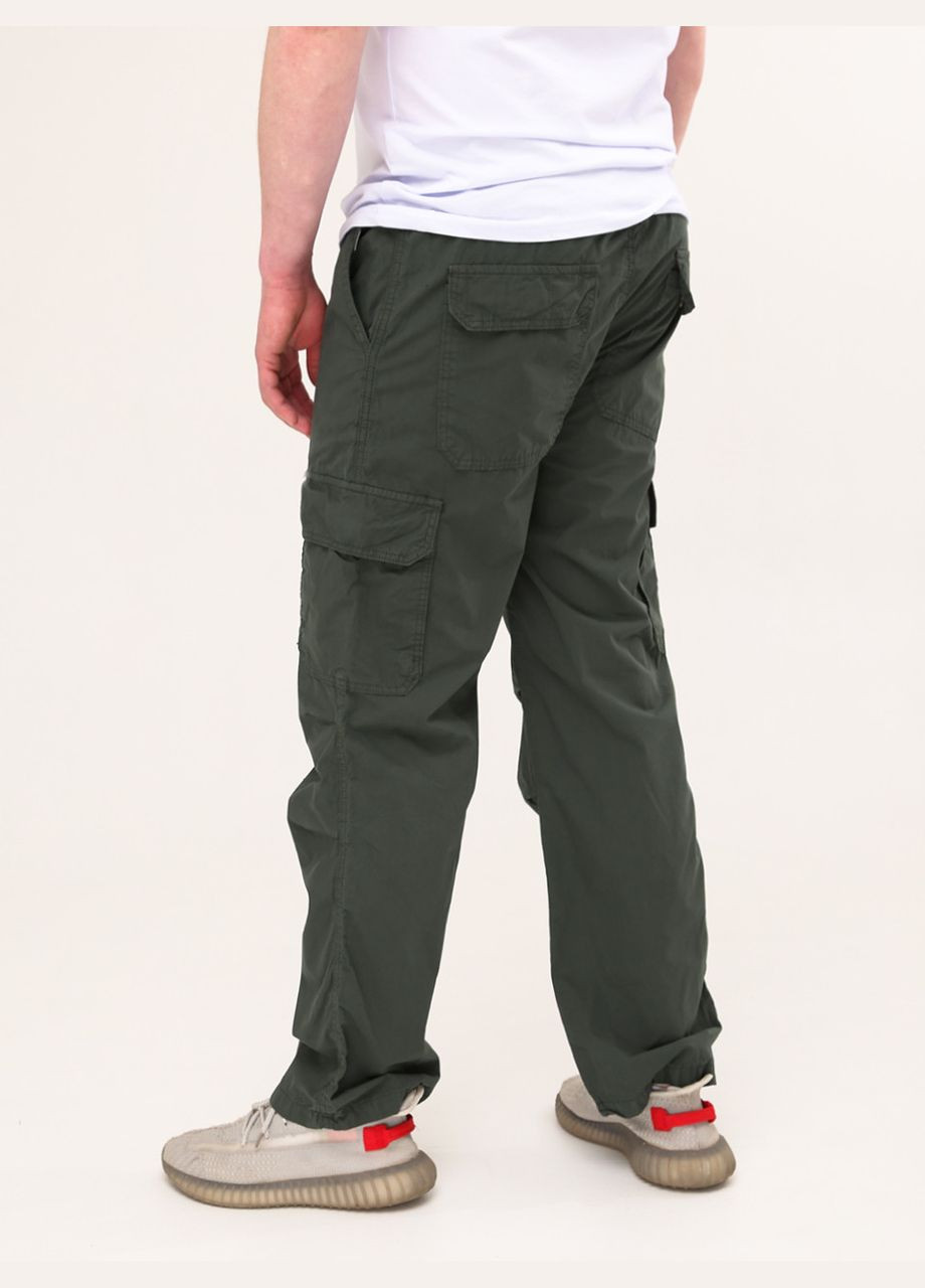 Штани чоловічі хакі широкі тонкі на резинці з бічними кишенями JEANSclub пряма (290983227)
