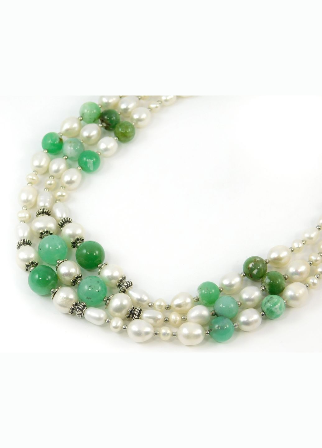 Эксклюзивные бусы "Маринера" Хризопраз в породе, Жемчуг, рис Fursa fashion (322315368)