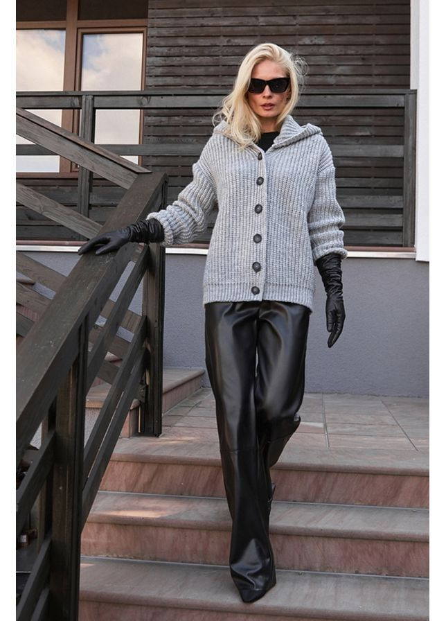 Брюки из экокожи 3076 Серый Triko Bakh (368651322)