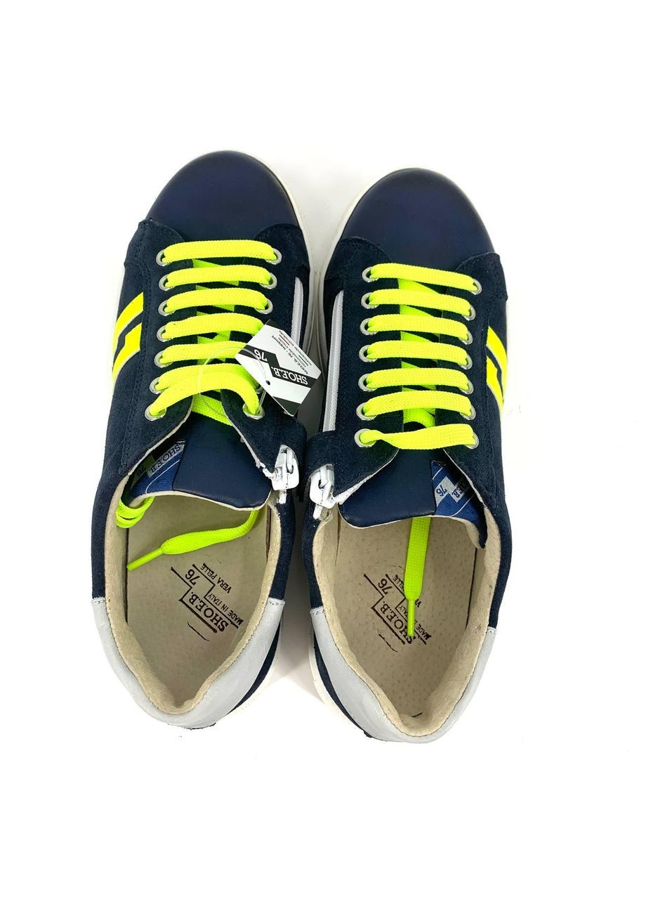 Синій кеди, арт. 1711-т6, сині/лимон, 100% шкіра, італія, р. SHO.E.B.76