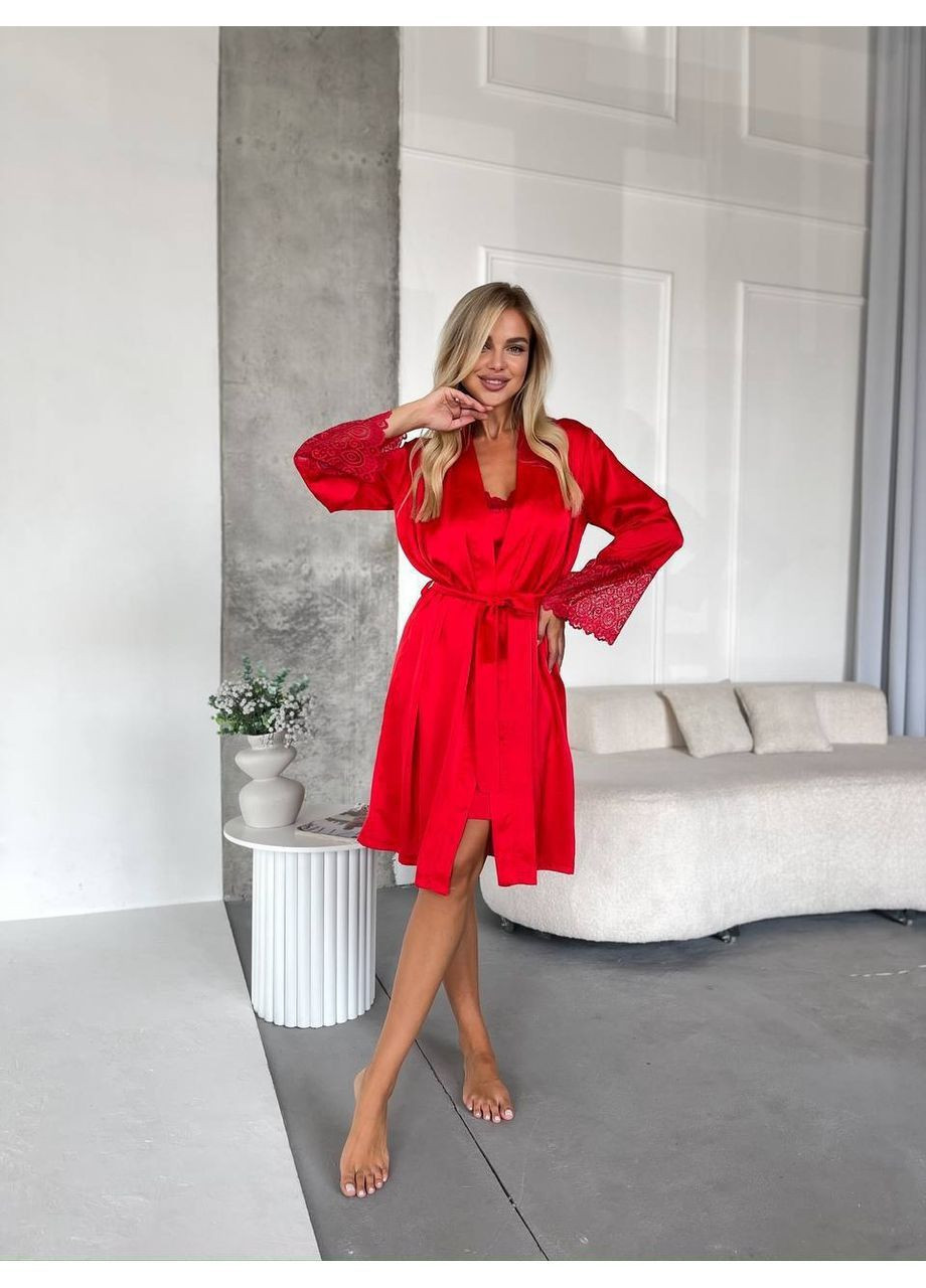 Шовковий комплект - нічна сорочка і халат Osoblyva (366280632)