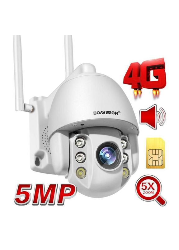4G камера відеоспостереження з СІМ картою поворотна PTZ c 5X зумом Baovision 4G50M24AS, 5 мегапікселів, вулична, 3G (100464) Boavision (333699789)