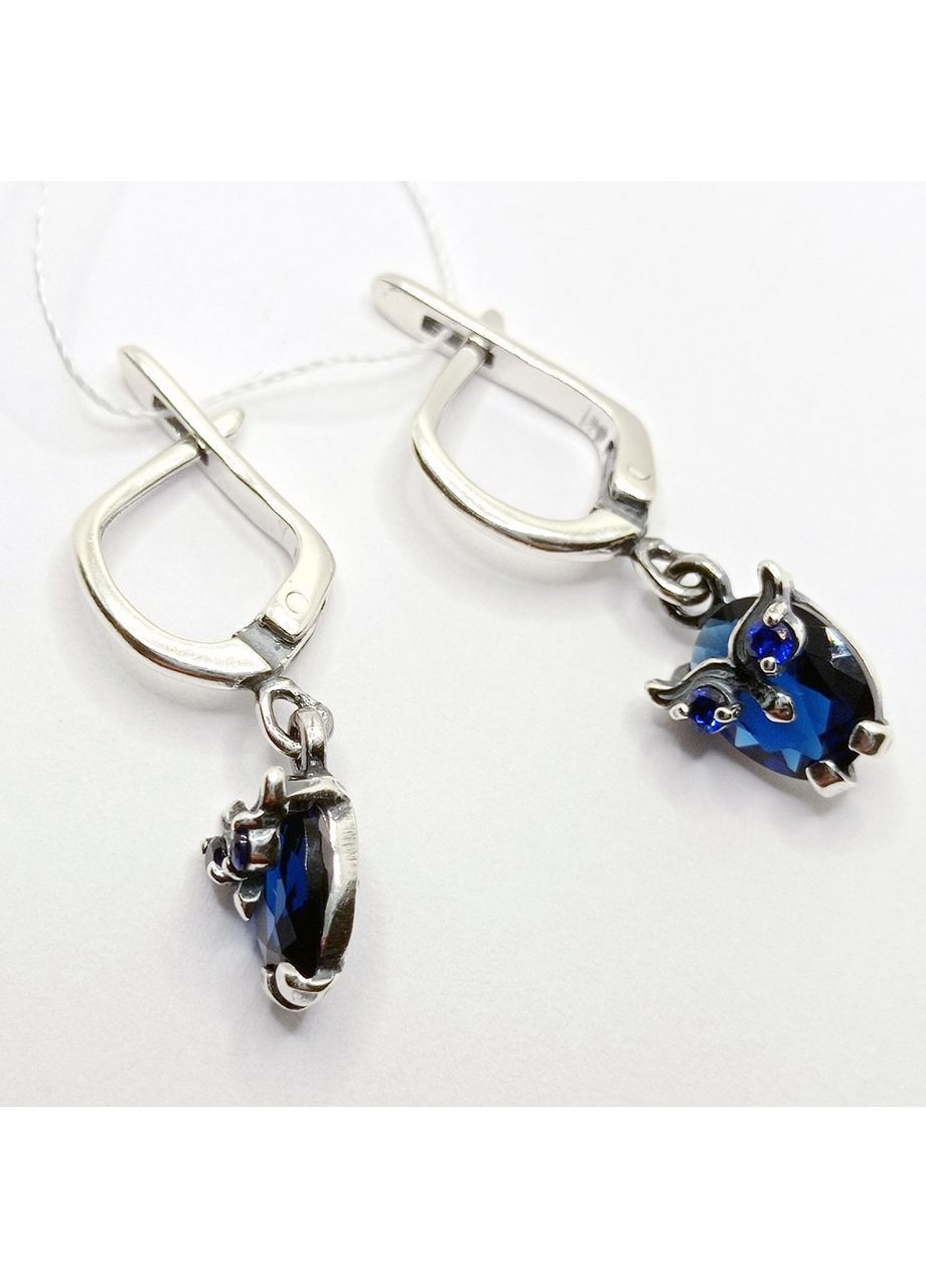 Серьги "Филин" серебро 925° 3,92г. синие фианиты (2840) Elis-s (358234136)