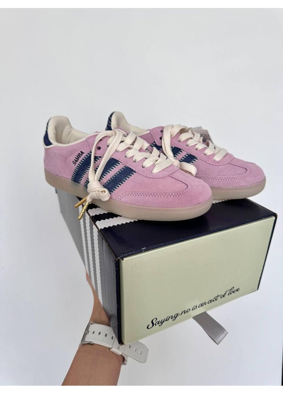 КРОСІВКИ ЖІНОЧІ ADIDAS SAMBA NOTITLE PINK / NAVY АДІДАС САМБА No Brand рожеві демісезони (367178064)