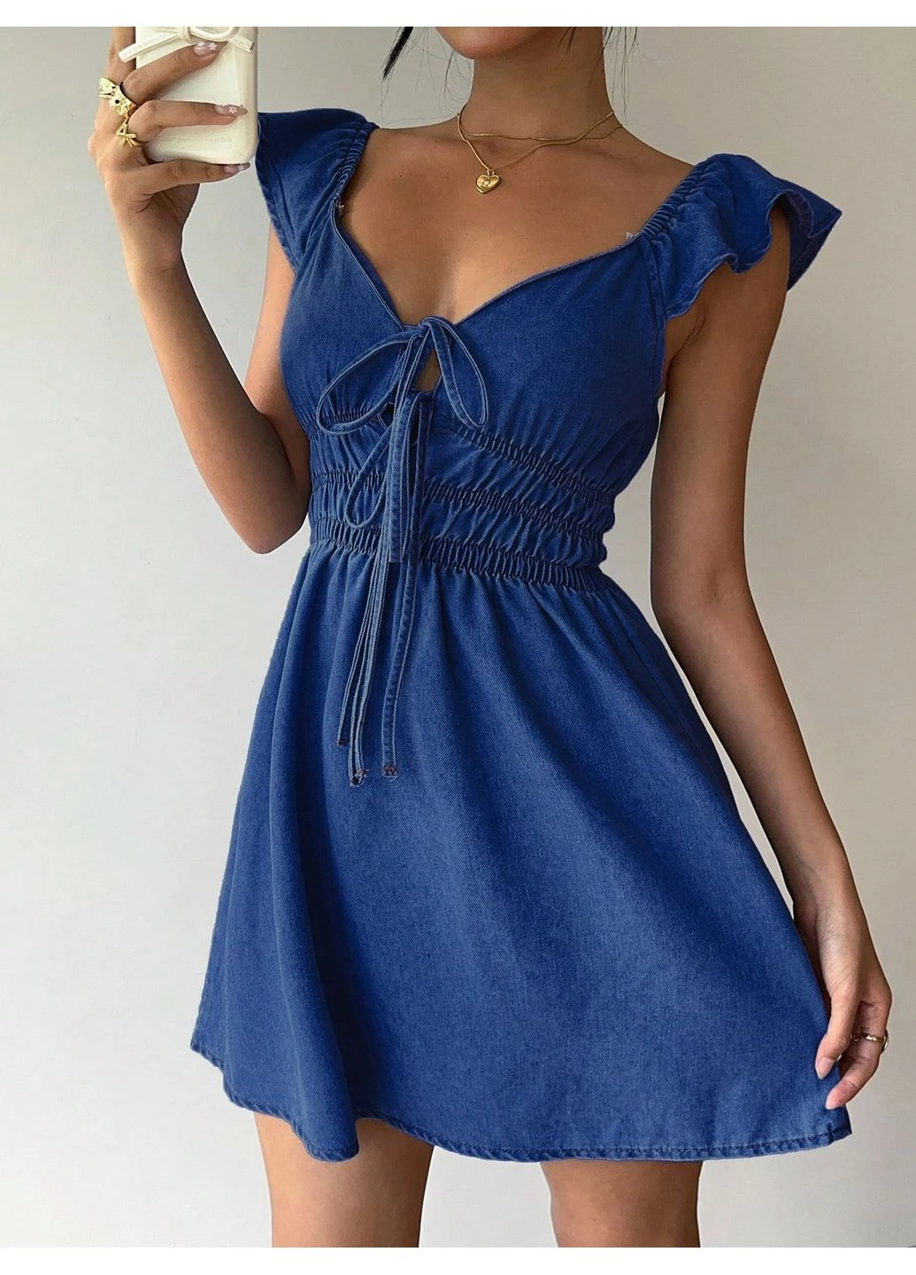Синее платье SHEIN однотонное