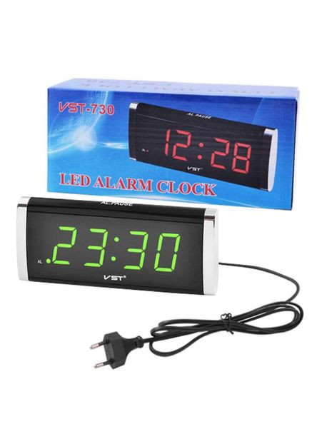 Настільний годинник 730 будильник 19х6х8см із зеленими цифрами від мережі VST (346048888)