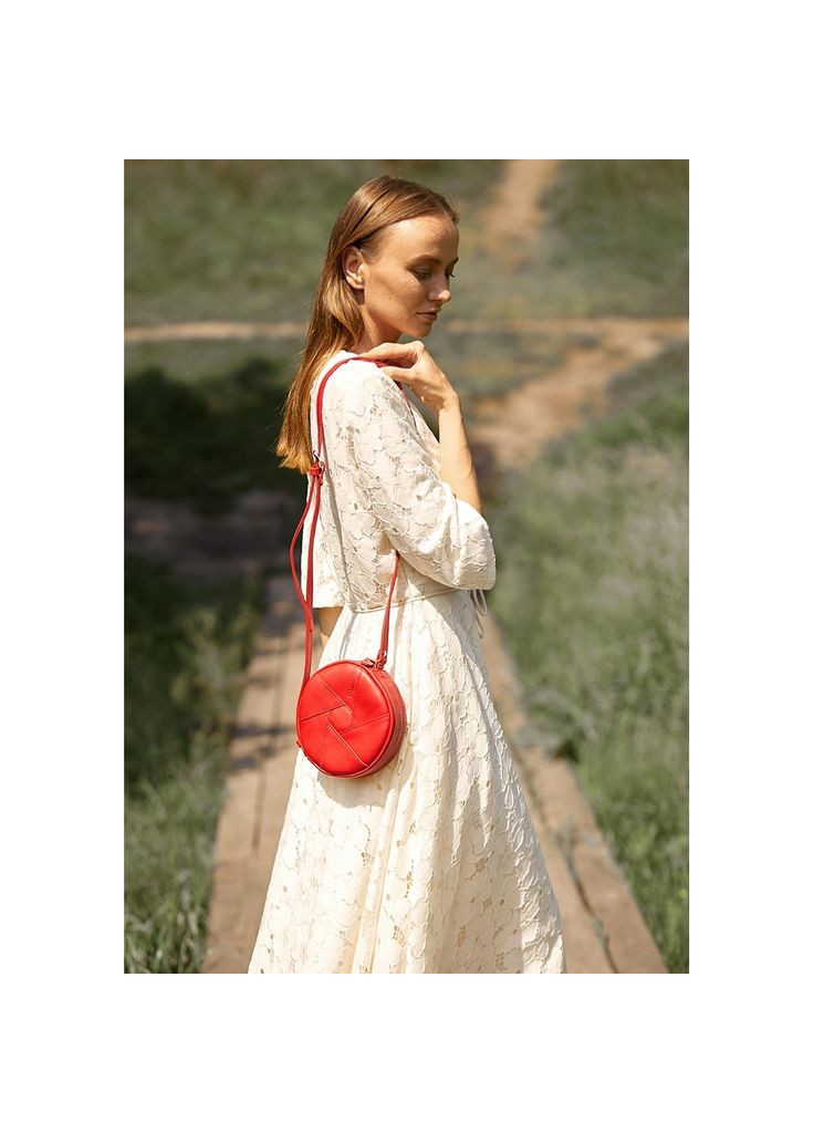 Кожаная круглая женская сумка Бон-Бон красная (A-026890) BlankNote кросс-боди (327874190)