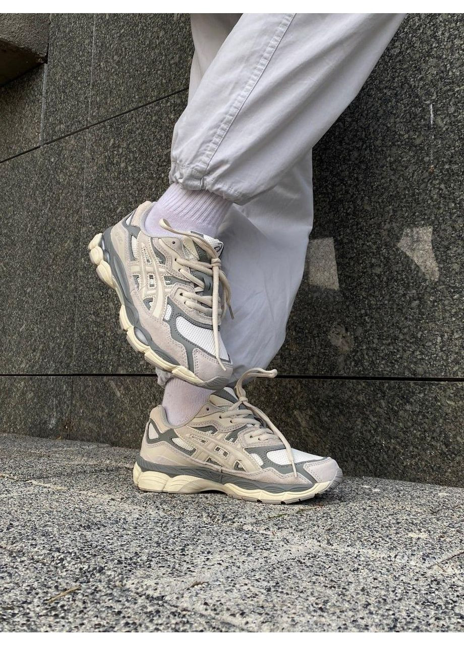 Серые демисезонные кроссовки мужские asics gel-nyc grey beige асикс гель нюк No Brand