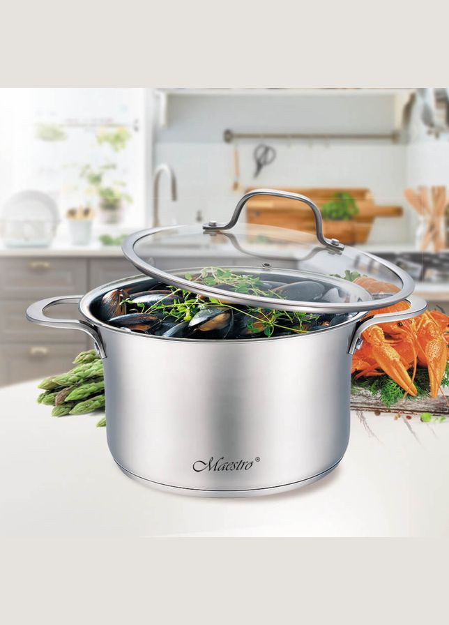 Кастрюля нержавеющая 180 мм x 1.75 л с крышкой (MR-3505-18) Maestro (316632901)