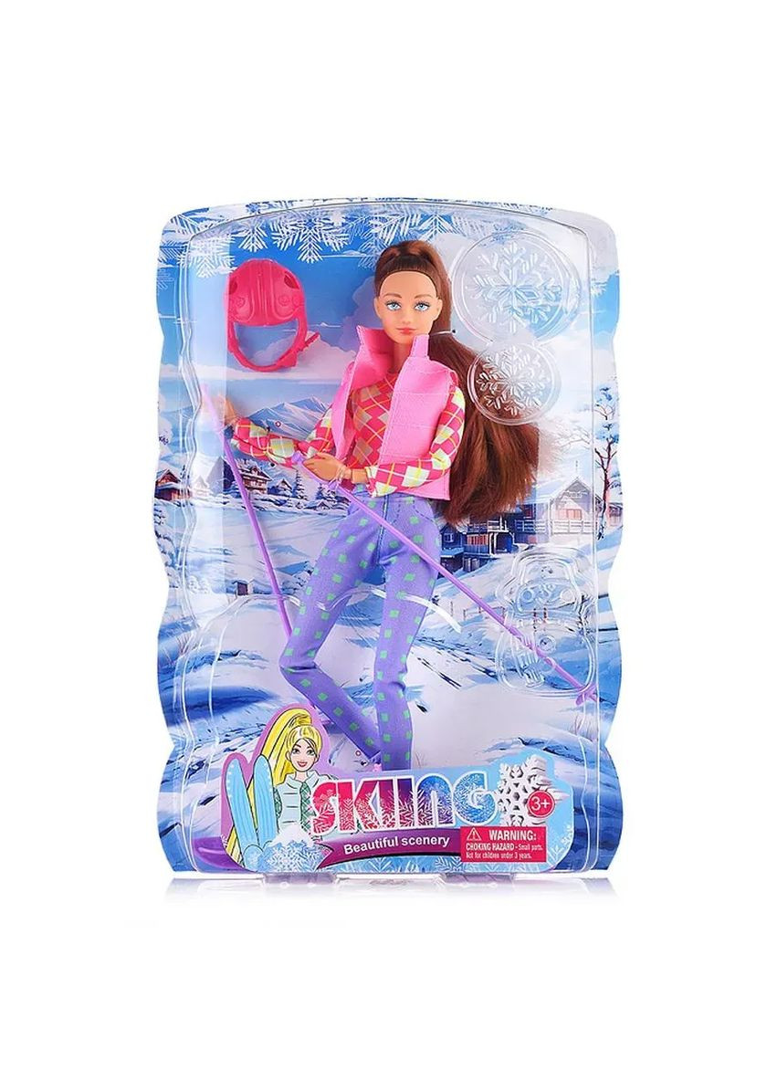 Лялька шарнірна 8520 Лижниця 29 см. з яскравими аксесуарами для активних ігор та пригод, Рожевий Defa (325881468)