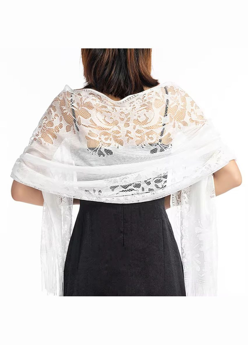 Шарф "Ева" белый свадебный церковный ажурный 152001 Husta (322502266)