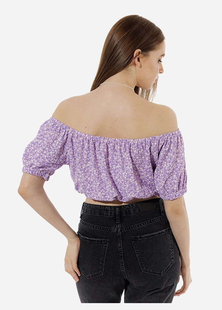 Сиреневая короткая женская блуза цвет сиреневый cb-00219017 Divon