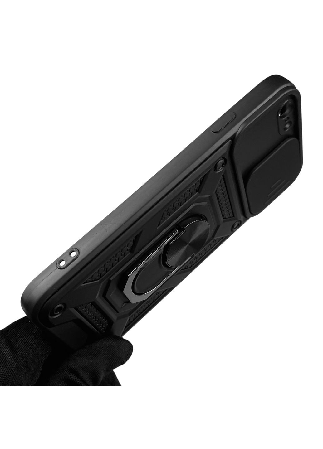 Чехол для iPhone 6s бронированный с кольцом со шторкой на айфон 6с чёрный rg1 Apple (366229627)