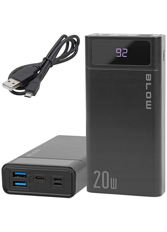 Повербанк 40000mAh QC 3.0 USBC, швидка зарядка для планшетів та телефонів Blow (282026614)