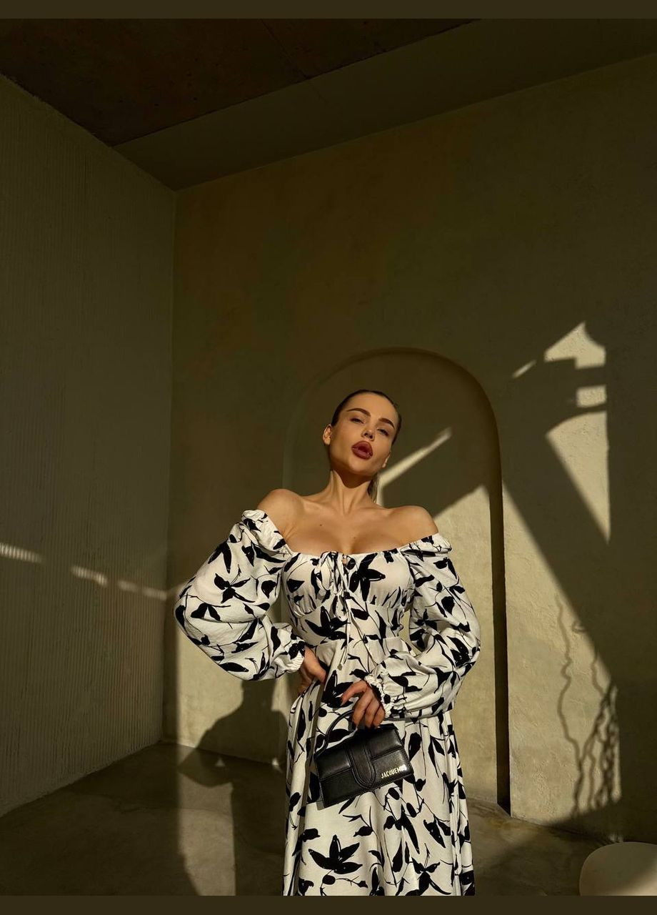 Белое кэжуал платье N.Family с цветочным принтом