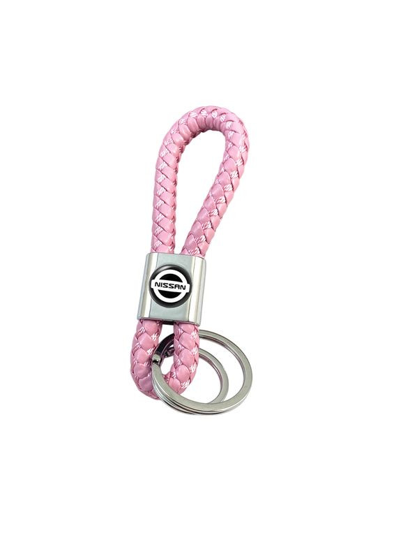 Брелок для ключей с логотипом, фурнитура ХРОМ (плетенный ремешок+2 кольца) Nissan (369611301)