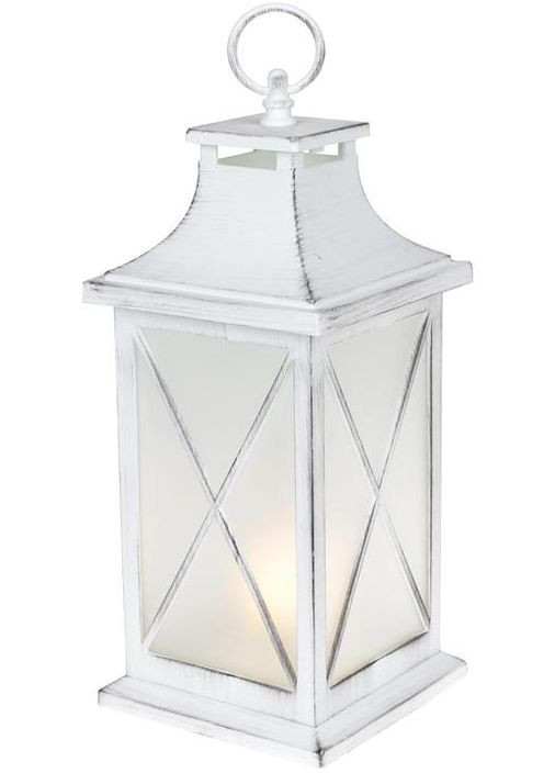 Декоративний ліхтар Нічний вогник білий з LED підсвічуванням для дому та вулиці світильник з теплим світлом Bona (368976604)