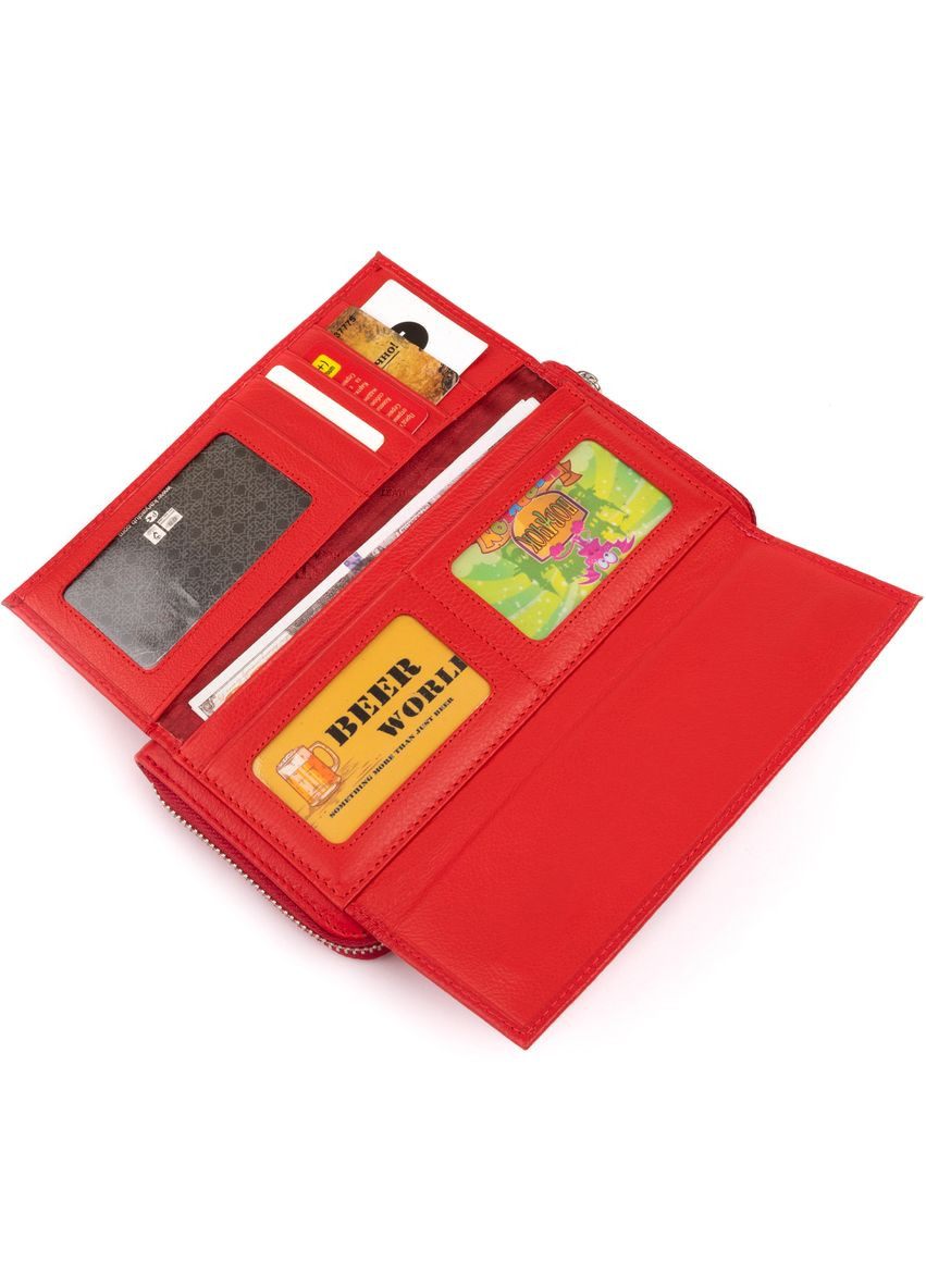 Жіночий гаманець-клатч із відділеннями для карт та купюр з натуральної шкіри червоний (sku_19299) No Brand (328218439)